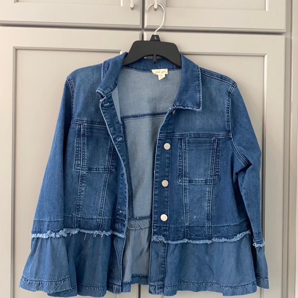 Bell sleeved jean jacket size medium tribal brand